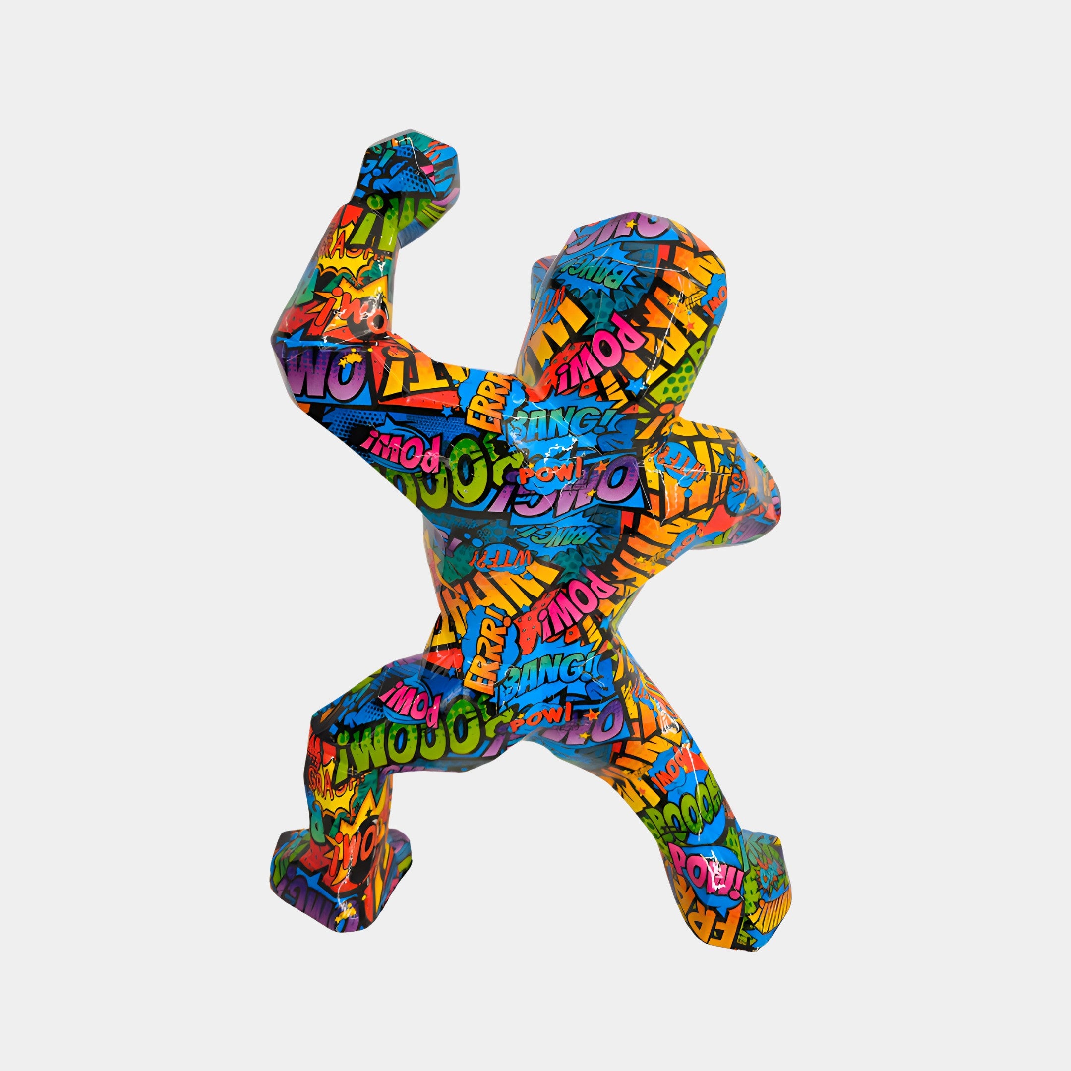 Back view of Pop Art Gorilla sculpture, highlighting the bold and playful design that energizes any contemporary space.