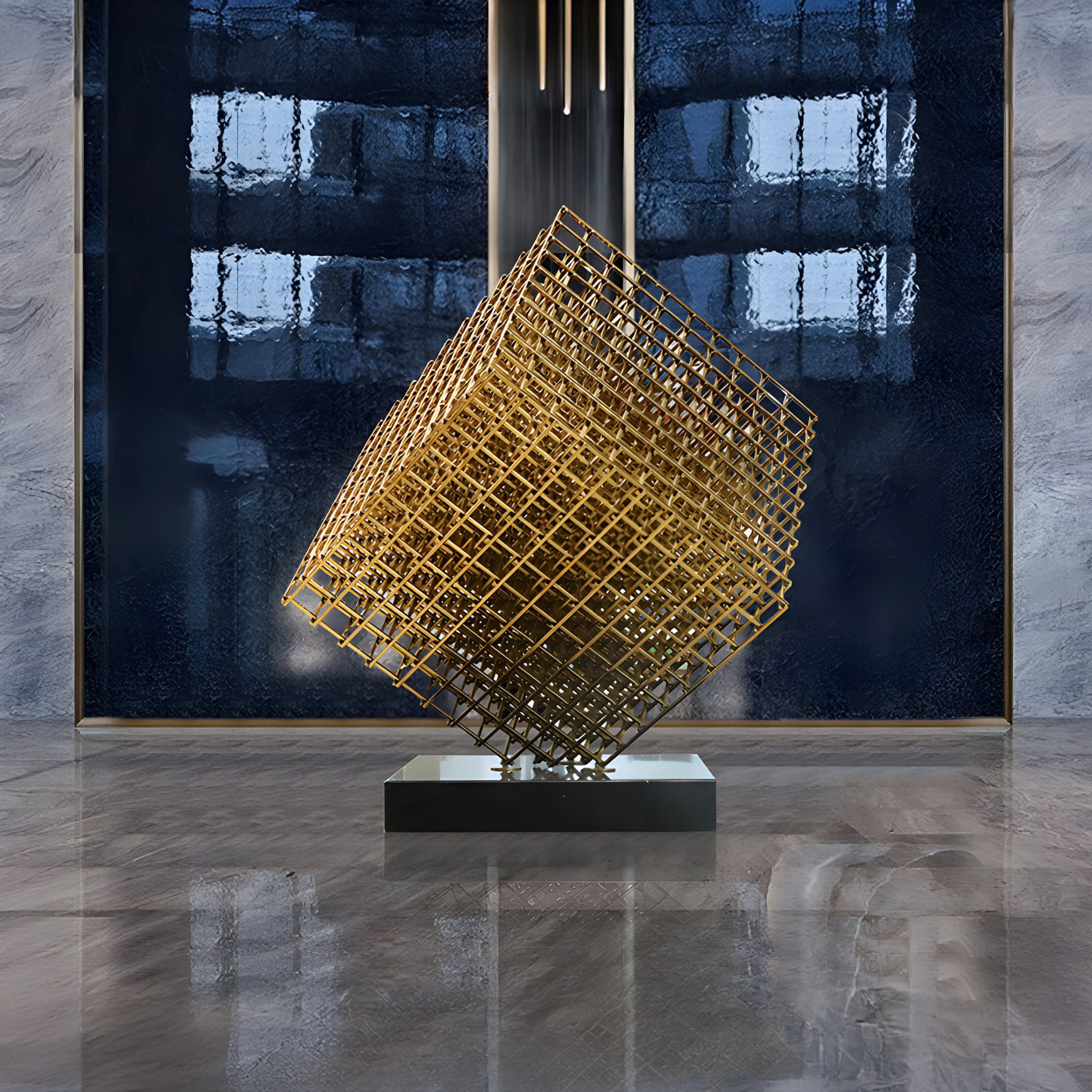 Matrix Gold Geometric Stainless Steel Sculpture